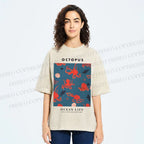Unisex Octopus Shell Printed Washed Tee