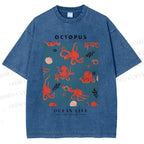 Unisex Octopus Shell Printed Washed Tee