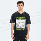 Unisex Funny Lady Dogs Preparing For Christmas Party Printed Washed Tee