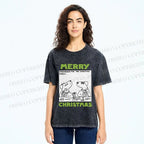 Unisex Funny Lady Dogs Preparing For Christmas Party Printed Washed Tee