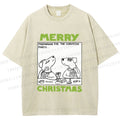 Unisex Funny Lady Dogs Preparing For Christmas Party Printed Washed Tee