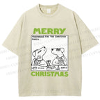 Unisex Funny Lady Dogs Preparing For Christmas Party Printed Washed Tee