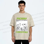 Unisex Funny Lady Dogs Preparing For Christmas Party Printed Washed Tee