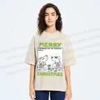 Unisex Funny Lady Dogs Preparing For Christmas Party Printed Washed Tee