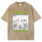 Unisex Funny Lady Dogs Preparing For Christmas Party Printed Washed Tee