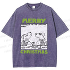 Unisex Funny Lady Dogs Preparing For Christmas Party Printed Washed Tee