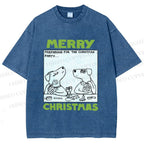 Unisex Funny Lady Dogs Preparing For Christmas Party Printed Washed Tee