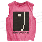 Unisex Bauhaus Geometric Art Face Printed Washed Tank Top