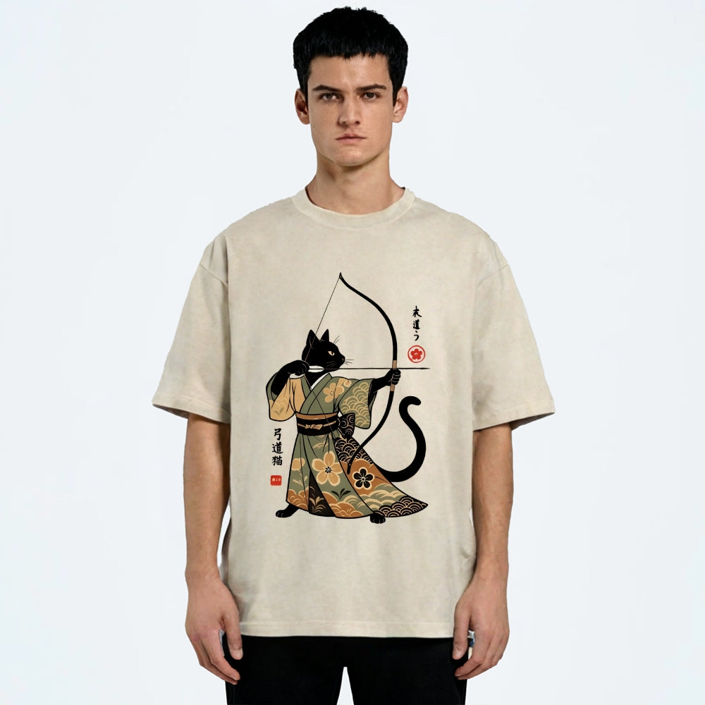 Japan Cat Archery Vintage Washed T-shirt