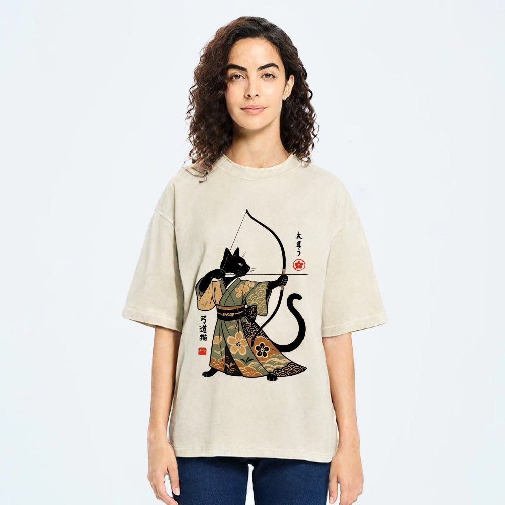 Japan Cat Archery Vintage Washed T-shirt