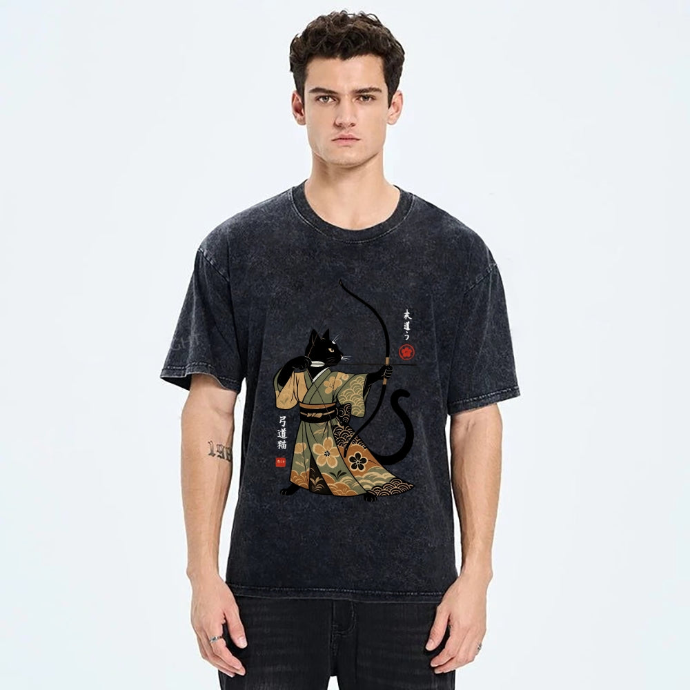 Japan Cat Archery Vintage Washed T-shirt