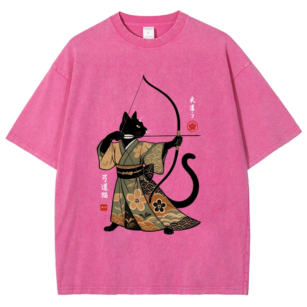 Japan Cat Archery Vintage Washed T-shirt