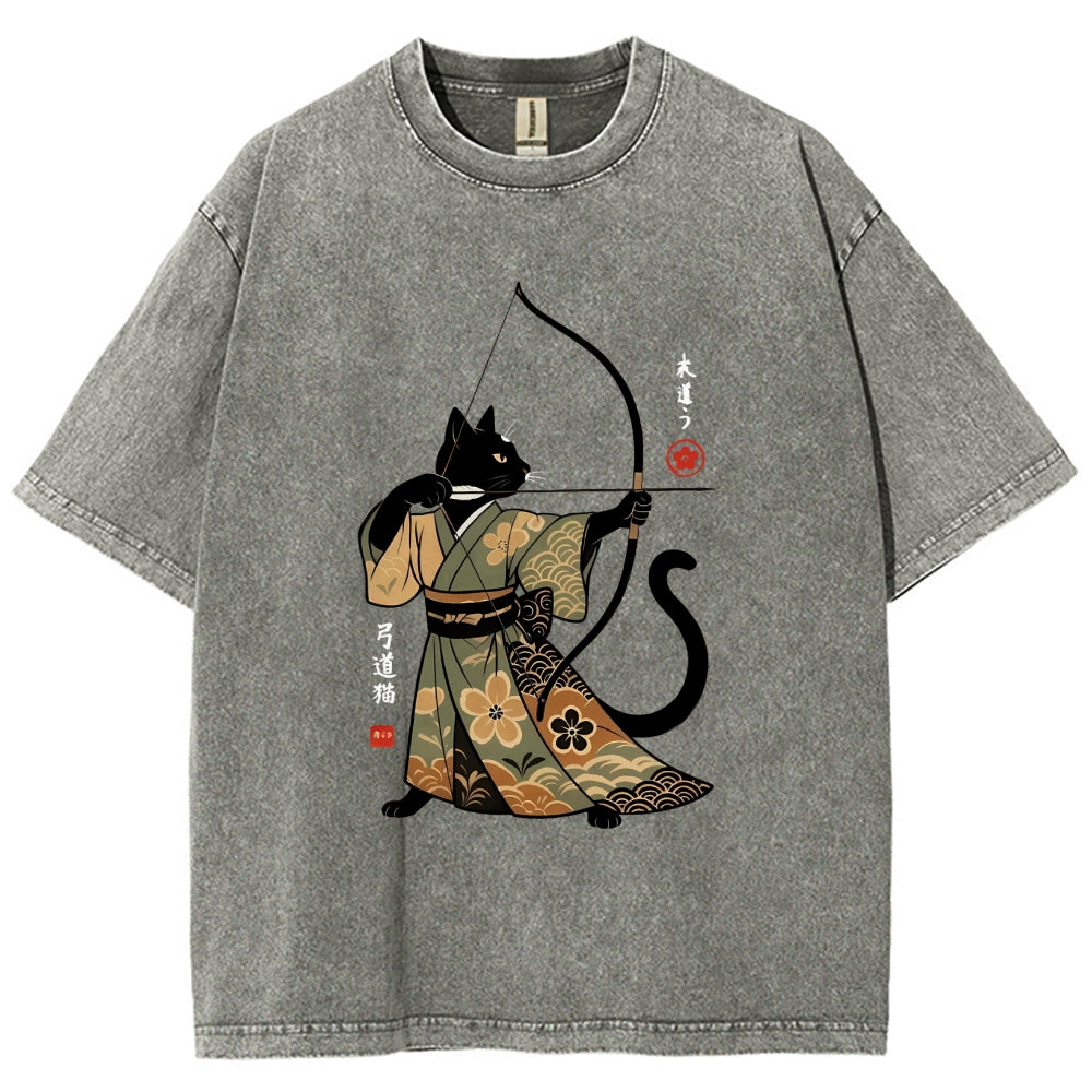 Japan Cat Archery Vintage Washed T-shirt