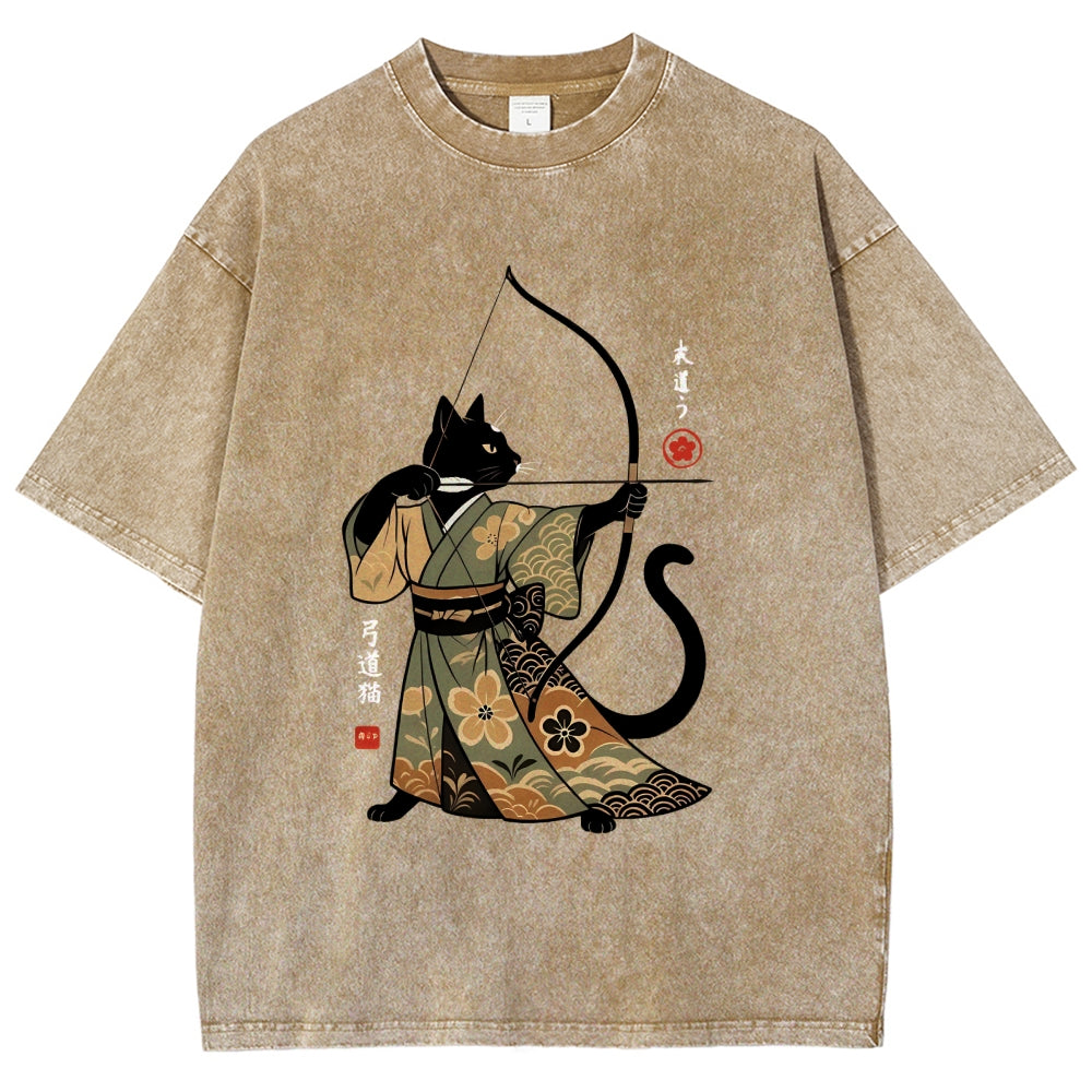 Japan Cat Archery Vintage Washed T-shirt
