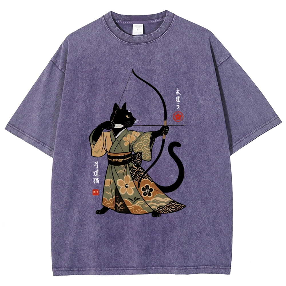 Japan Cat Archery Vintage Washed T-shirt