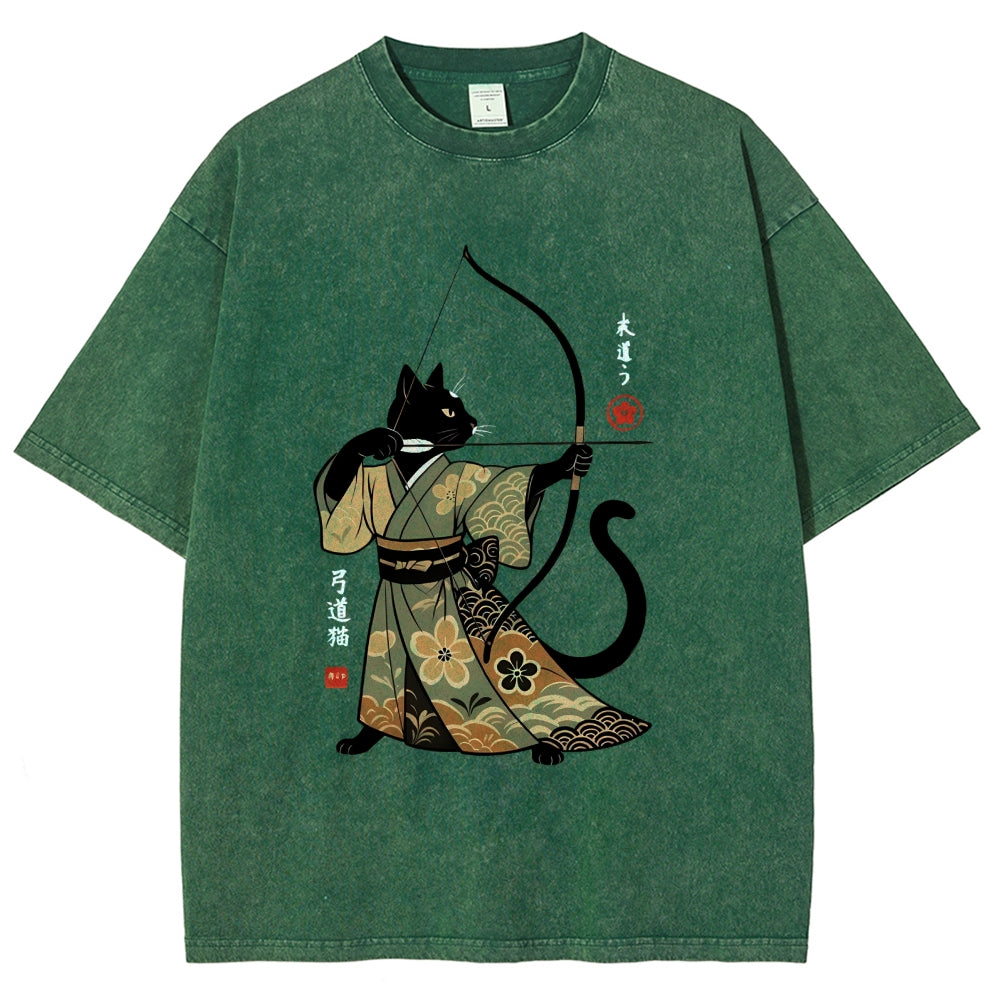 Japan Cat Archery Vintage Washed T-shirt