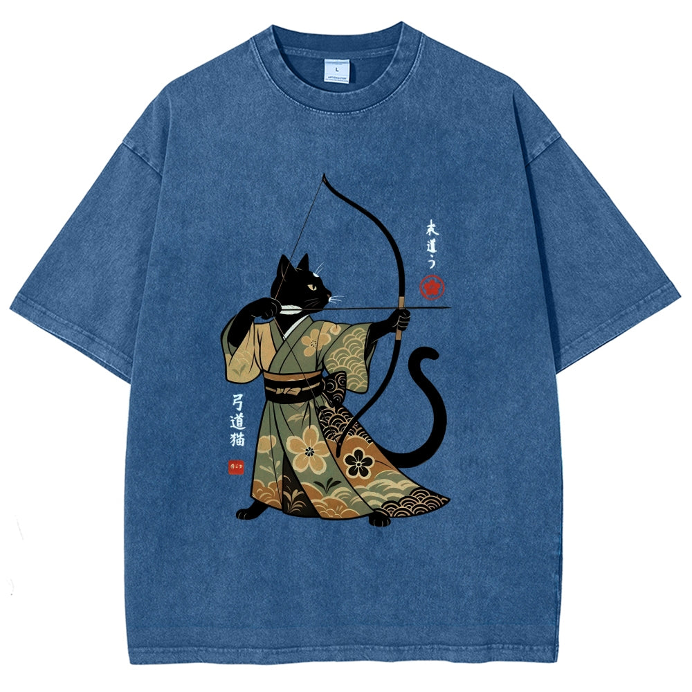 Japan Cat Archery Vintage Washed T-shirt
