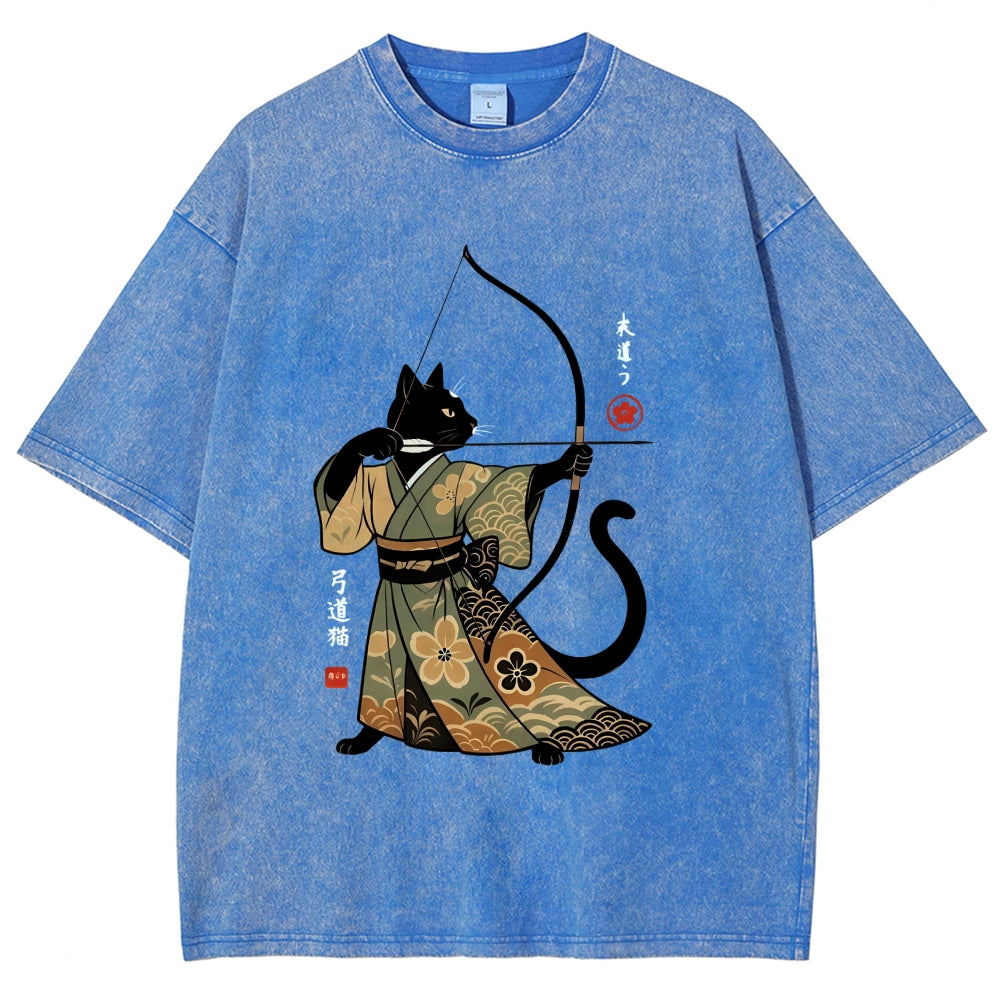 Japan Cat Archery Vintage Washed T-shirt