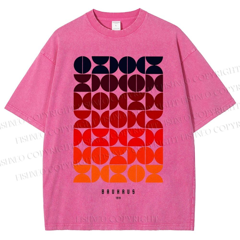 Unisex Bauhaus Gradient Geometry Printed Washed Tee