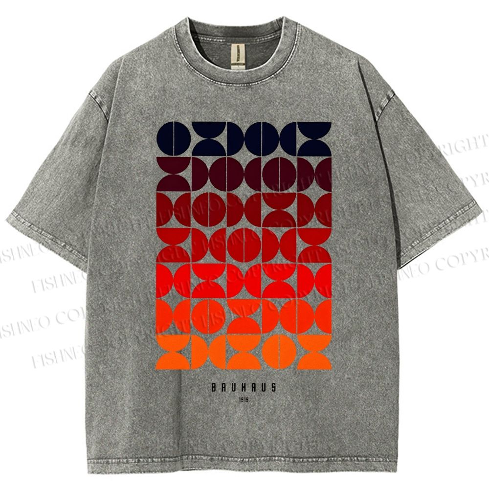 Unisex Bauhaus Gradient Geometry Printed Washed Tee