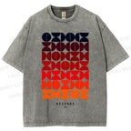 Unisex Bauhaus Gradient Geometry Printed Washed Tee