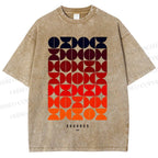 Unisex Bauhaus Gradient Geometry Printed Washed Tee