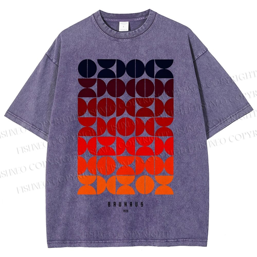 Unisex Bauhaus Gradient Geometry Printed Washed Tee