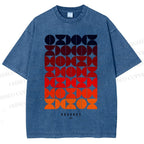 Unisex Bauhaus Gradient Geometry Printed Washed Tee