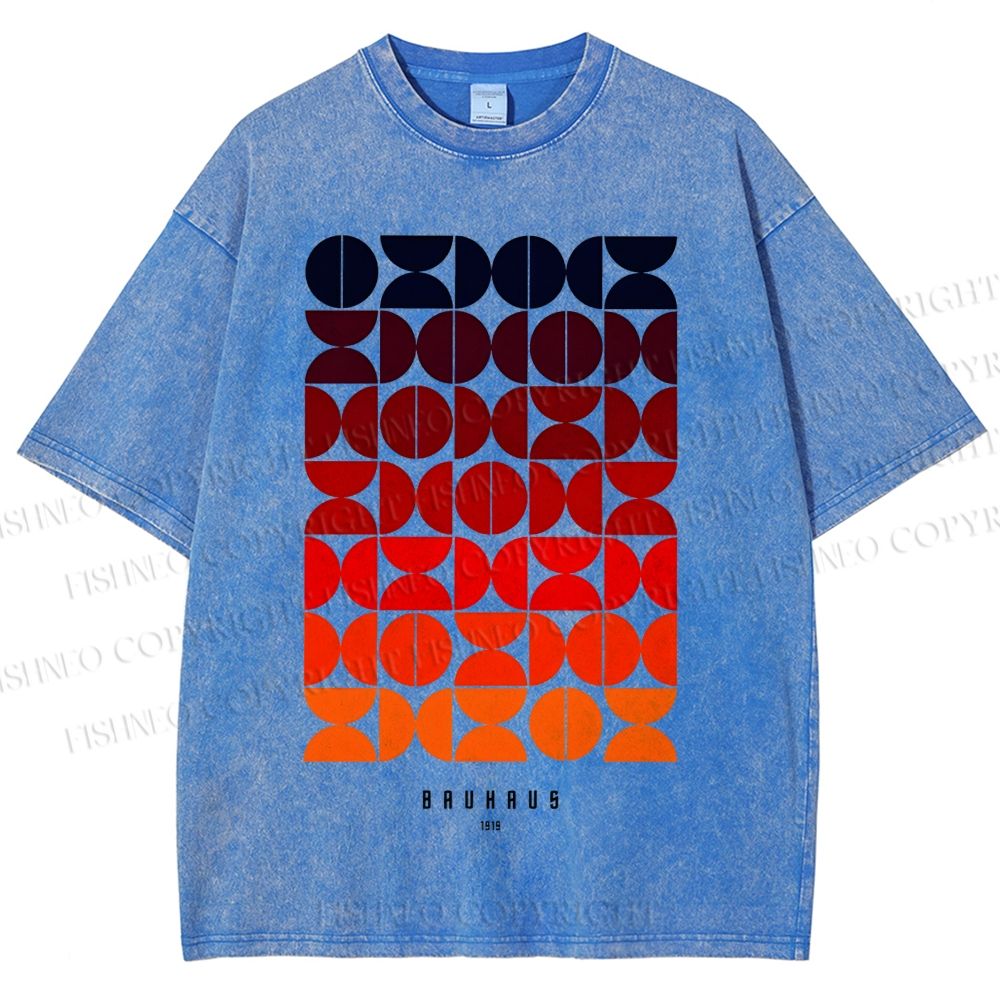 Unisex Bauhaus Gradient Geometry Printed Washed Tee