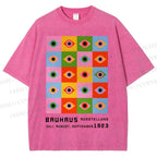Unisex Bauhaus Colorful Geometric Eyes Printed Washed Tee