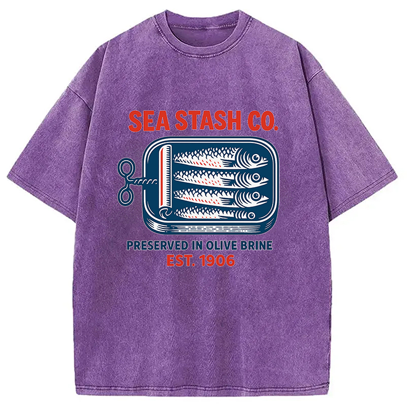 Funny Vintage Sardine Can Washed T-Shirt