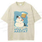 Unisex Vintage Snowman Head Uut Aastat Printed Washed Tee