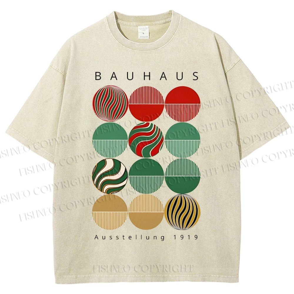 Unisex Bauhaus Christmas Printed Washed Tee
