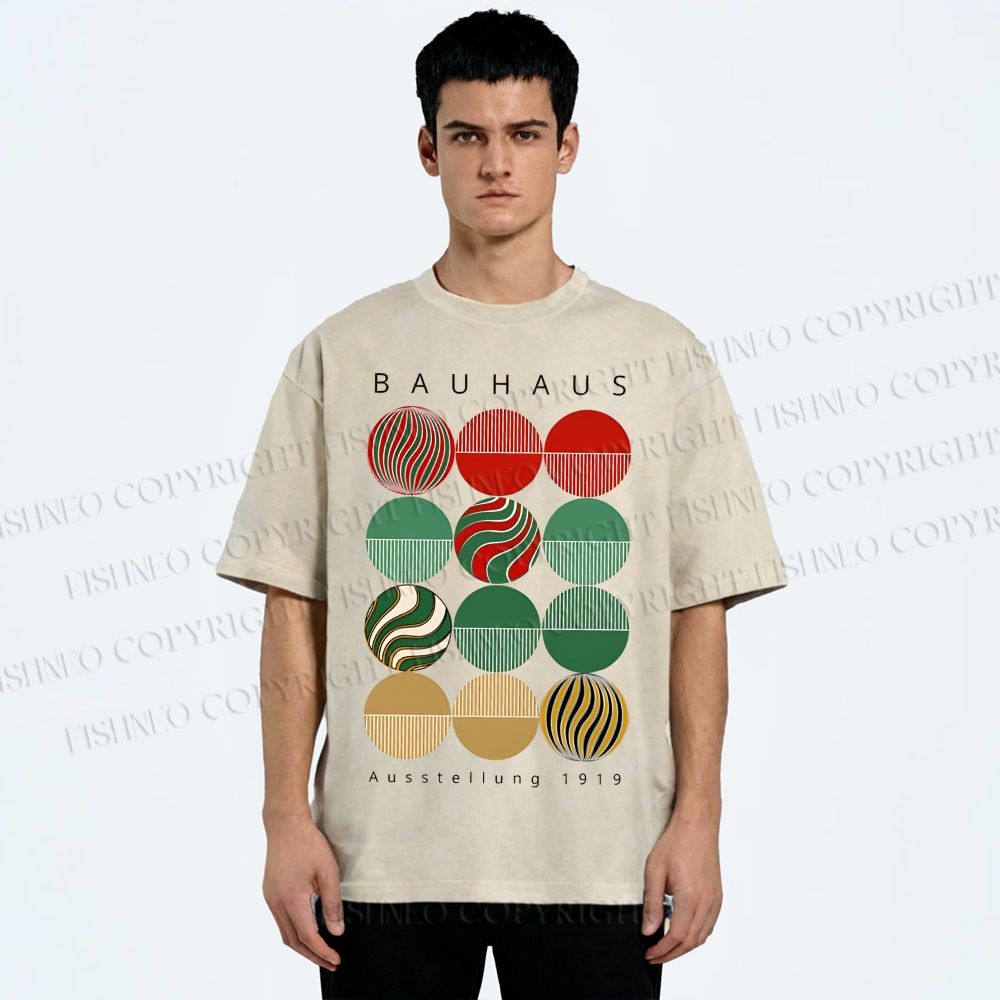 Unisex Bauhaus Christmas Printed Washed Tee