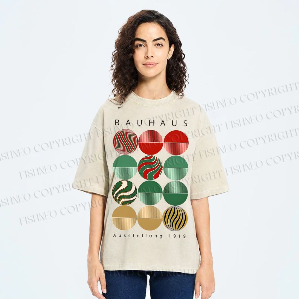 Unisex Bauhaus Christmas Printed Washed Tee