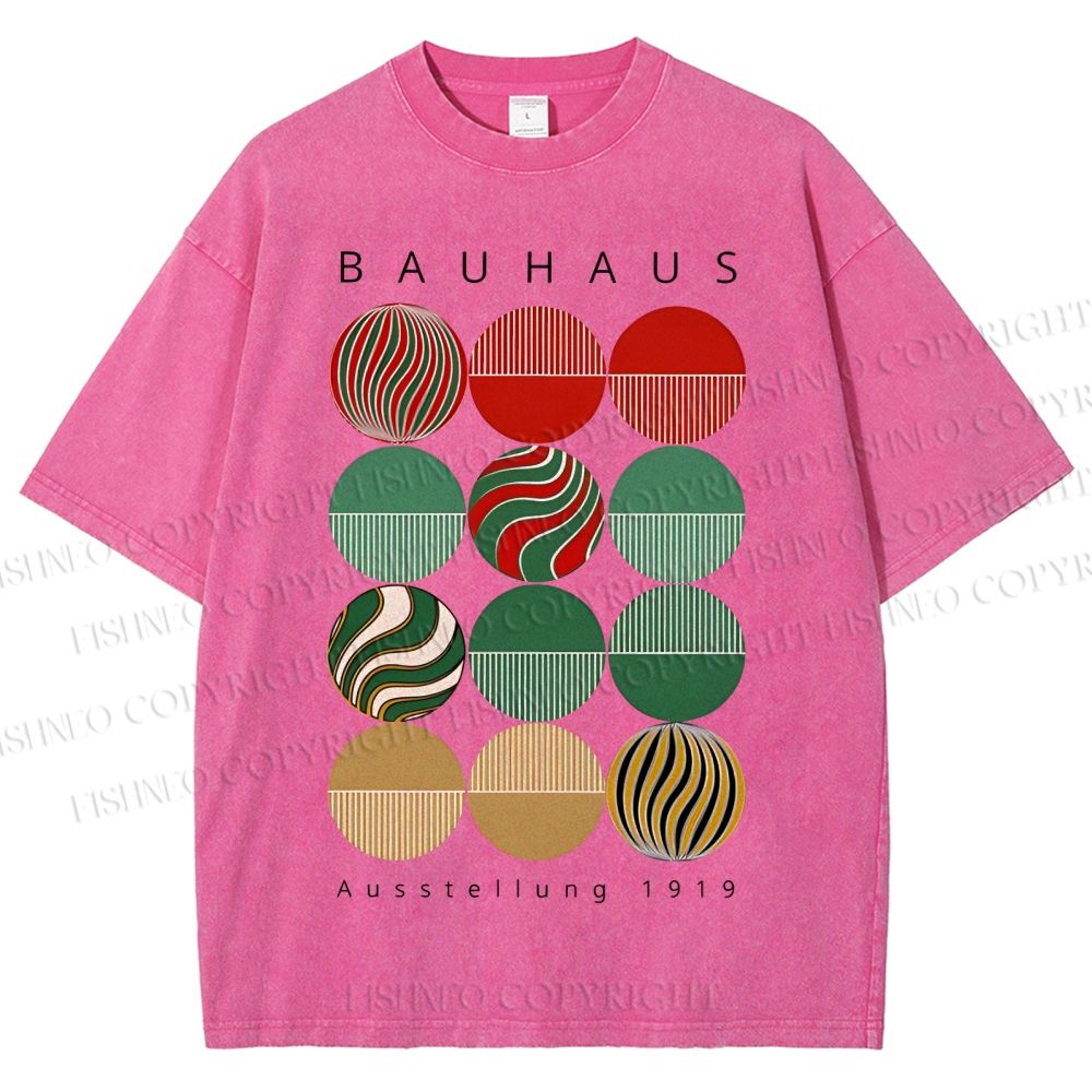 Unisex Bauhaus Christmas Printed Washed Tee