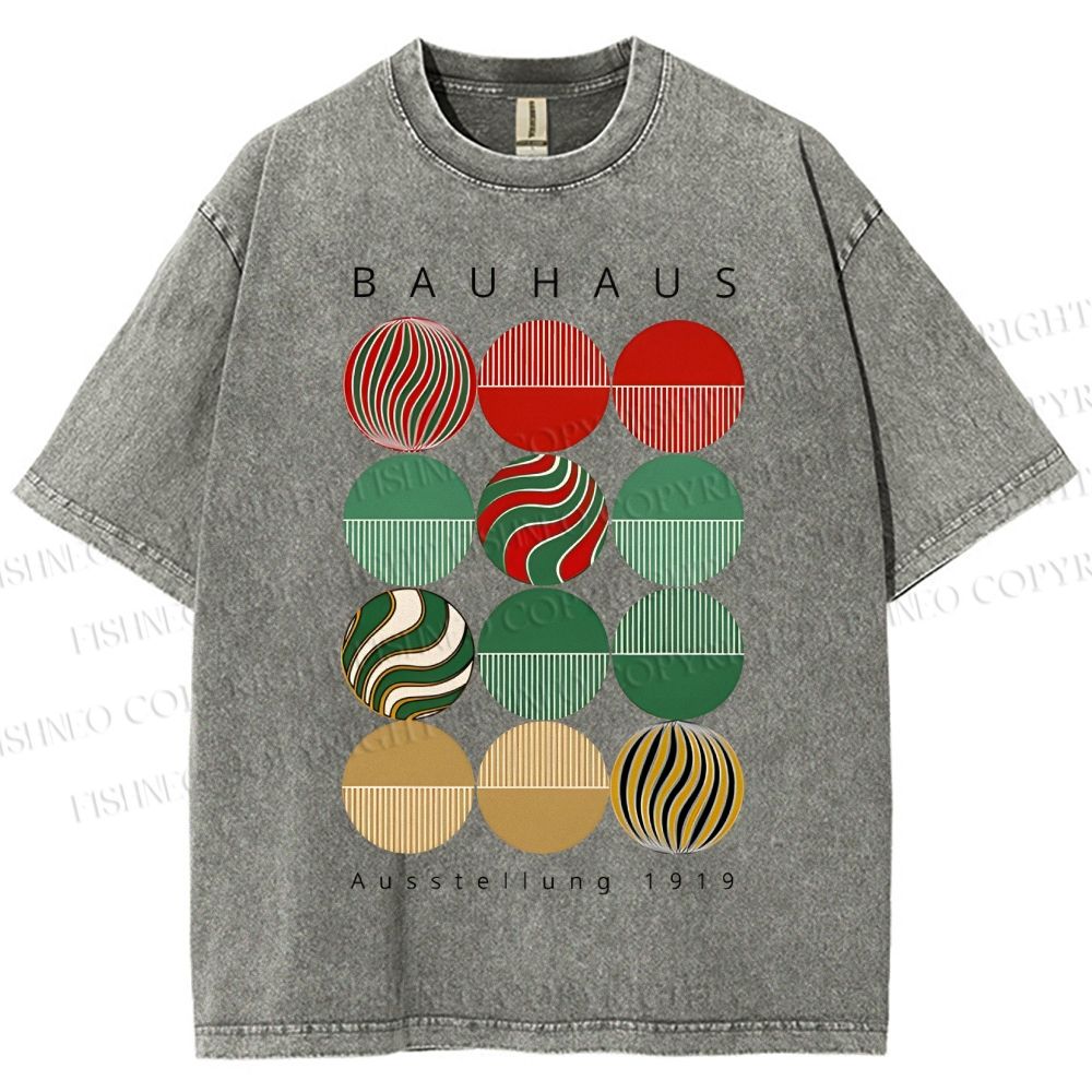 Unisex Bauhaus Christmas Printed Washed Tee