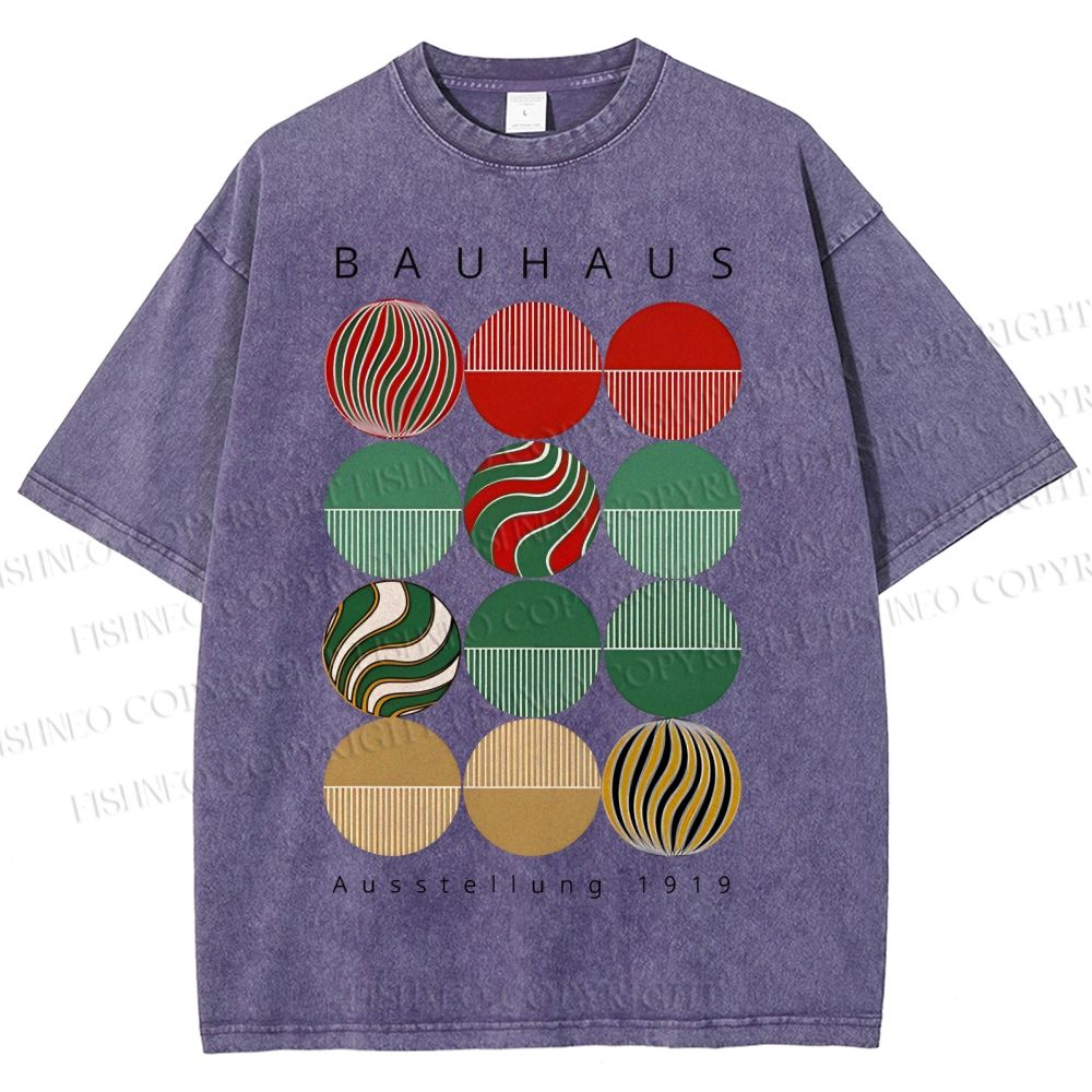 Unisex Bauhaus Christmas Printed Washed Tee