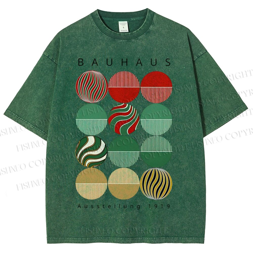 Unisex Bauhaus Christmas Printed Washed Tee