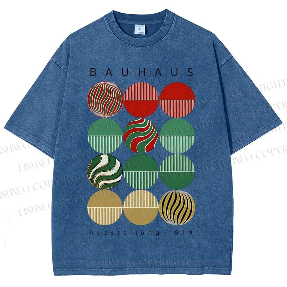 Unisex Bauhaus Christmas Printed Washed Tee