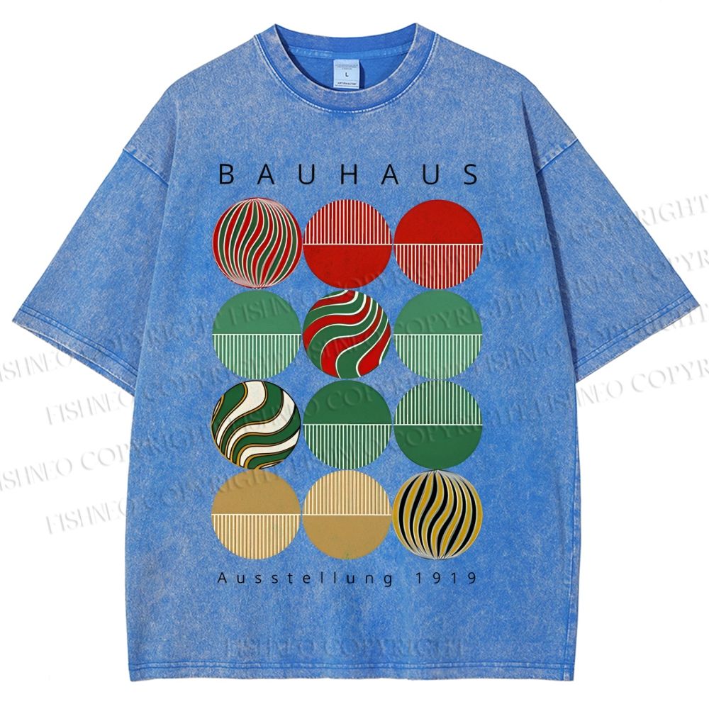 Unisex Bauhaus Christmas Printed Washed Tee