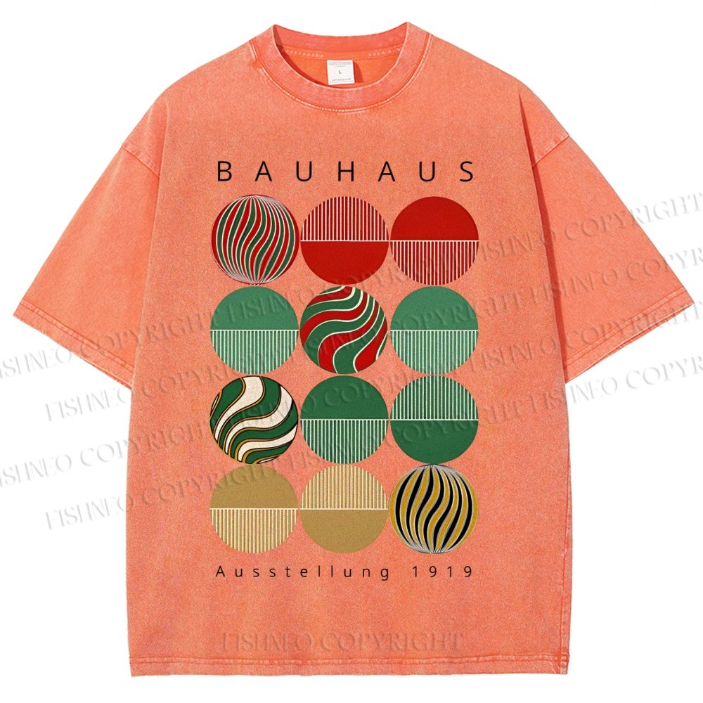 Unisex Bauhaus Christmas Printed Washed Tee