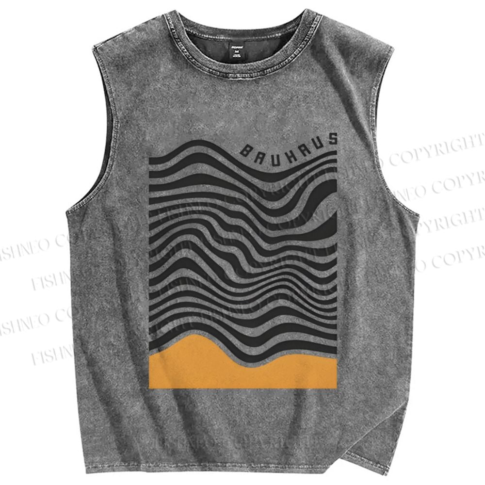 Unisex Bauhaus Geometry Printed Washed Tank Top