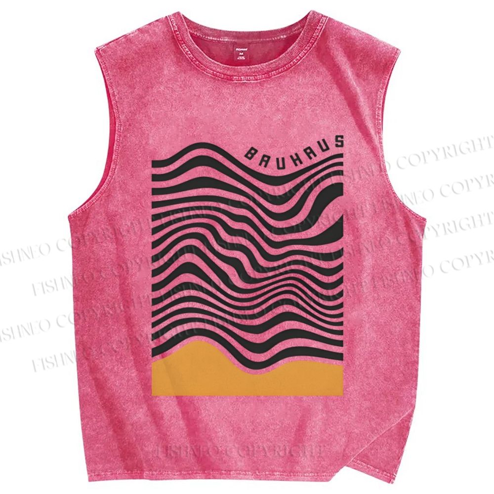 Unisex Bauhaus Geometry Printed Washed Tank Top