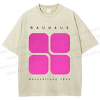 Unisex Bauhaus Geometric Cubes Printed Washed Tee