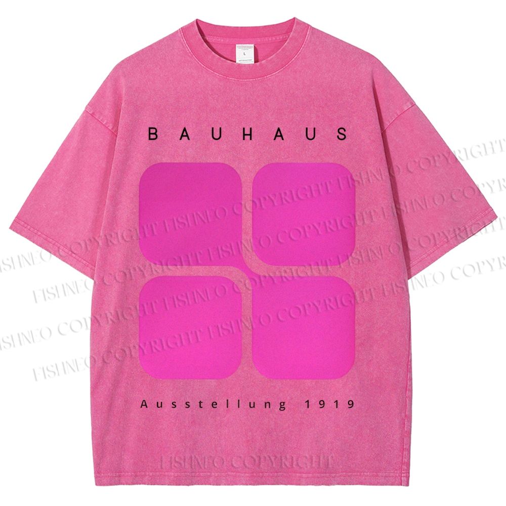 Unisex Bauhaus Geometric Cubes Printed Washed Tee