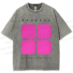 Unisex Bauhaus Geometric Cubes Printed Washed Tee