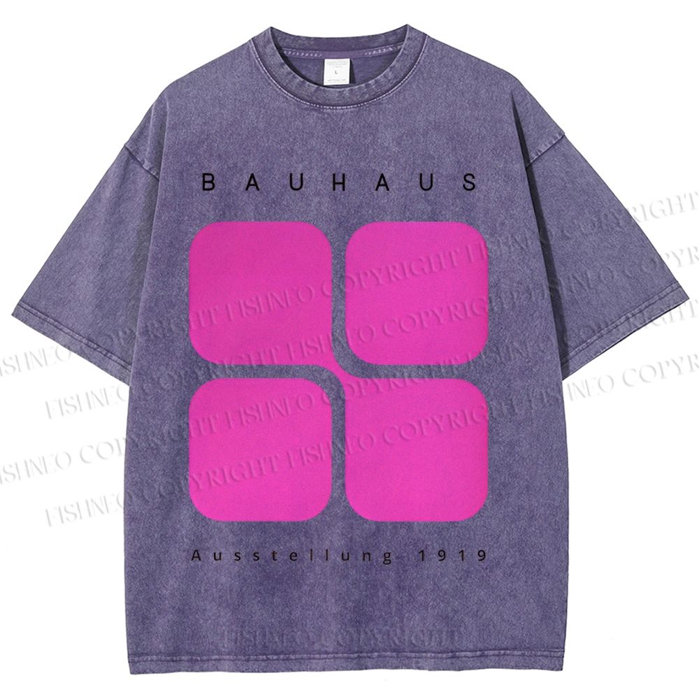 Unisex Bauhaus Geometric Cubes Printed Washed Tee