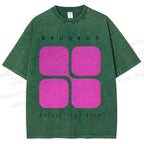 Unisex Bauhaus Geometric Cubes Printed Washed Tee