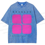 Unisex Bauhaus Geometric Cubes Printed Washed Tee